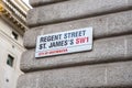London, UK - September 14, 2023: Street sign for the infamous Regent Street, St. James's SW1.