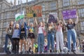 London / UK - September 20th 2019 - Group of female climate strike protesters demonstrating at the Climate Strike Royalty Free Stock Photo