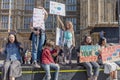 London / UK - September 20th 2019 - Young climate change activists hold signs at the Climate Strike event in Westminster