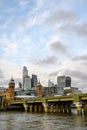 London, UK: Skyscrapers of the City of London with Canon Street Railway Bridge Royalty Free Stock Photo