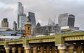 London, UK: Skyscrapers of the City of London with Canon Street Railway Bridge Royalty Free Stock Photo