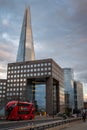 London, UK: The square office building of No 1 London Bridge with The Shard Royalty Free Stock Photo