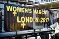 The lead banner at the Women`s March rally in Trafalgar Square, London, UK.