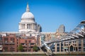 LONDON, UK. St. Paul cathedral and millennium bridge Royalty Free Stock Photo