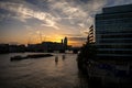 London, UK: Sunset view over the River Thames looking towards Blackfriars Royalty Free Stock Photo