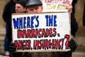 Small group of angry anti government anarchists stage a protest at Portland Place, London.