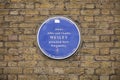 London, UK, 17th July 2019, Blue plaque to commemorate west stree chapel where john and charles wesley preached Royalty Free Stock Photo