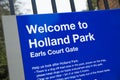 London, UK, 18th July 2019, sign for Holland Park Gates