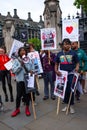 Anti knife crime campaigners from Operation Shutdown protesting outside the gates of Parliament