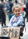 Black Lives Matter child protester at Hyde Park, London. Royalty Free Stock Photo