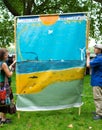 Climate change campaigners with banner at the Time Is Now demonstration in central London.