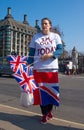 Pro Brexit protester at Parliament Square, London, UK.