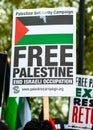 FREE PALESTINE protest demonstration, Marble Arch / Kensington, London, UK. Royalty Free Stock Photo