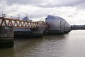 London, UK: view of the gates of the Thames barrier in Silvertown, Newham Royalty Free Stock Photo