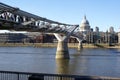 London, UK: view of the Millennium Bridge and the dome of St. Paul`s Cathedral