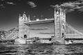 Tower Bridge in London, UK in black and white