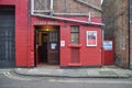 Vintage back door to the stage with the inscription `Stage door`