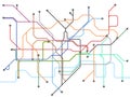 London underground map. Subway public transportation scheme. Uk train station vector plan Royalty Free Stock Photo