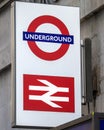 London Underground and Network Rail Sign in London, UK