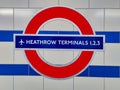 London Underground platform sign for Heathrow Airport station Royalty Free Stock Photo