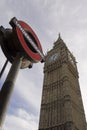 London Underground Sign and Big Ben Royalty Free Stock Photo