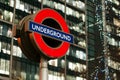 London Underground sign in Canary Wharf Royalty Free Stock Photo