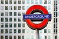 London Underground Sign in Canary Wharf Royalty Free Stock Photo