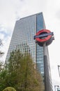 The London Underground sign in Canary Wharf Royalty Free Stock Photo