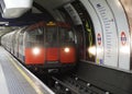 London underground tube platform in busy hour Royalty Free Stock Photo