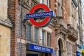 London Underground Tube Station sign above the entrance to Aldgate East Tube Station Royalty Free Stock Photo