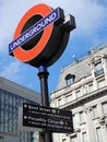 London underground tube station sign, London, UK. Royalty Free Stock Photo