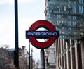 London Underground tube station sign in Westminster, UK February 11 2022 Royalty Free Stock Photo