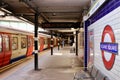 London Underground Tube Stations with train Royalty Free Stock Photo