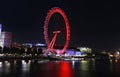 Night landscape of Thames river and the huge feeris wheel London Eye London city Royalty Free Stock Photo