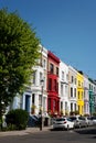 Colorful British houses in a row in central London