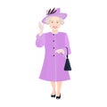 London, United Kingdom - 21 April 2019: Queen Elizabeth II full length vector portrait.