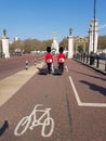 London, United Kingdom, April 14th, 2019. Two men of The Queen`s Guard coming to buckingham palace Royalty Free Stock Photo