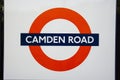 London, United Kingdom. August 22, 2019 - Camden road sign logo - informational signs the unmistakable red circular logo indicates Royalty Free Stock Photo