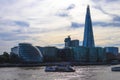 City skyline at sunset with the Shard on Thames river, London, United Kingdom Royalty Free Stock Photo