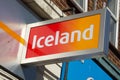 London, United Kingdom. August 22, 2009 -The exterior of an Iceland supermarket logo outdoor