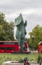Horse head statue by Nic Fiddian-Green in hyde park near by oxford street Royalty Free Stock Photo