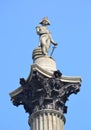Statue of Admiral Nelson on Trafalgar Square in London, UK. Royalty Free Stock Photo