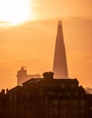 Skyline of London including Columbia Wharf and The Shard, taken from Westferry Circus