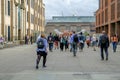 London, United Kingdom - August 3, 2017: Tourists crossing over the Millennium Royalty Free Stock Photo