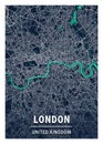 London - United Kingdom Blue Dark City Map