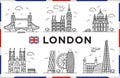 London, United Kingdom. Big Bang, Churches, Modern buildings and city sights. Vector illustration Royalty Free Stock Photo