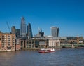 Cityscape of the Thames river on a sunny day with the City Financial district