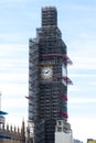 London, United Kingdom - Elizabeth Tower former Clock Tower with famous big ben under reconstruction in 2018 Royalty Free Stock Photo