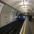 London, United Kingdom England: Interior view of the Underground Tube System in London station platform. Royalty Free Stock Photo