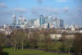 London, United Kingdom - February 02, 2019: Banks and financial companies skyscrapers in Canary Wharf - UK capital financial Royalty Free Stock Photo